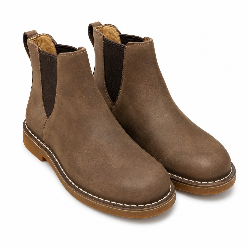 L.L. BEAN Stonington Chelsea Ankle Boot Sz 7/Wide Brown Suede Leather Pull-On
